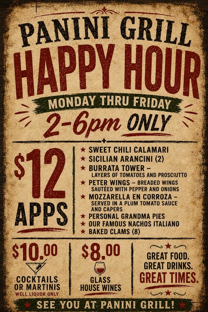 Happy Hour - Panini Grill 2026