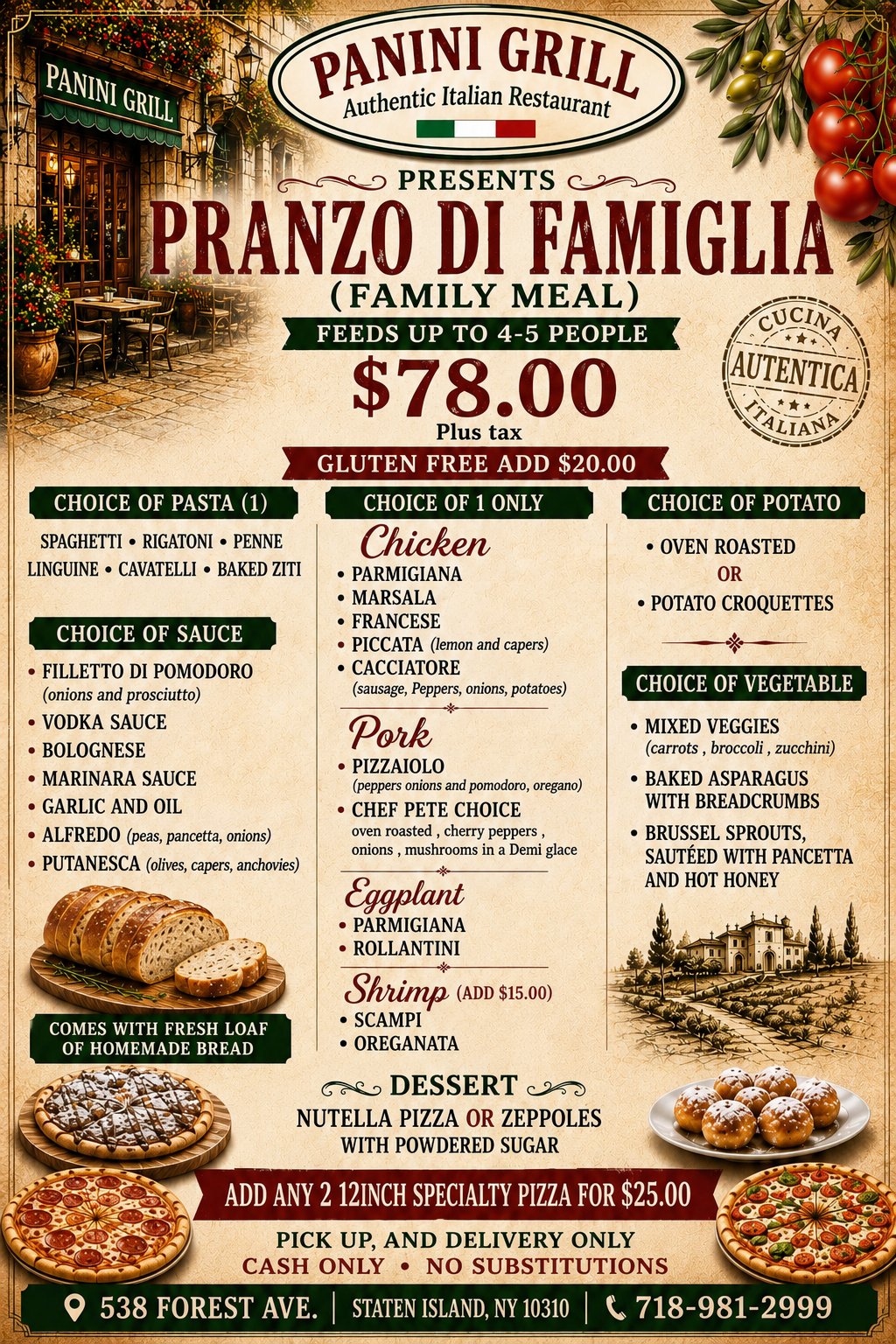 panini grill pranzo di famiglia Menu 2026