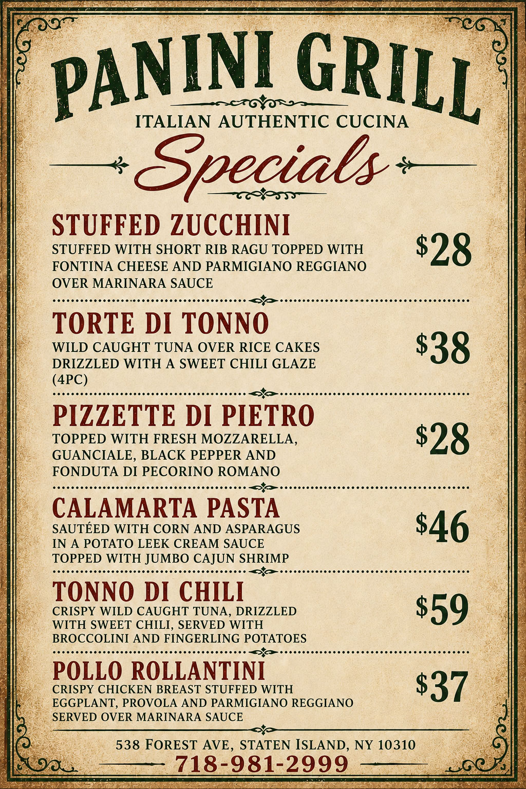 Weekly Special of panini grill