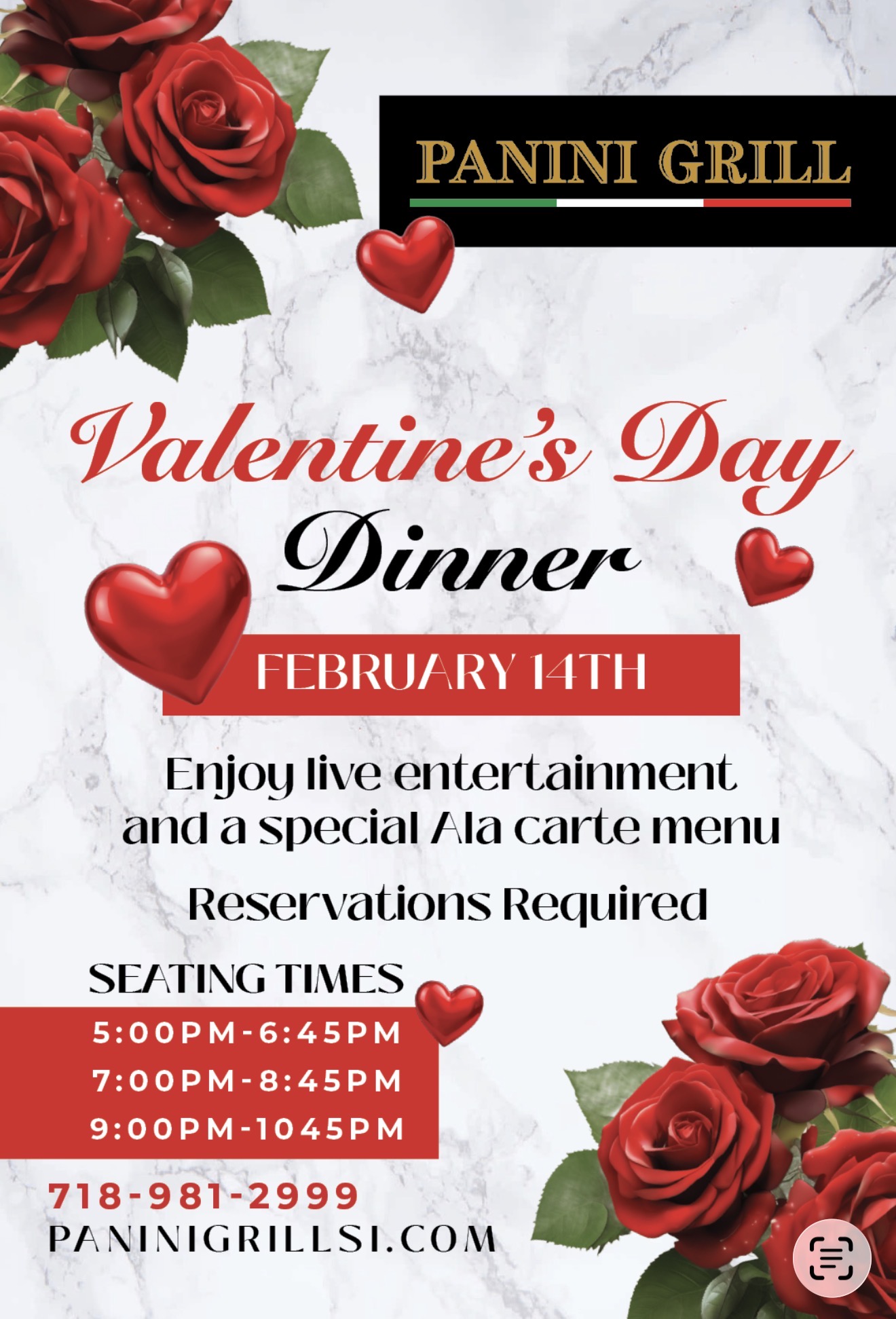 Panini Grill Valentine's Special