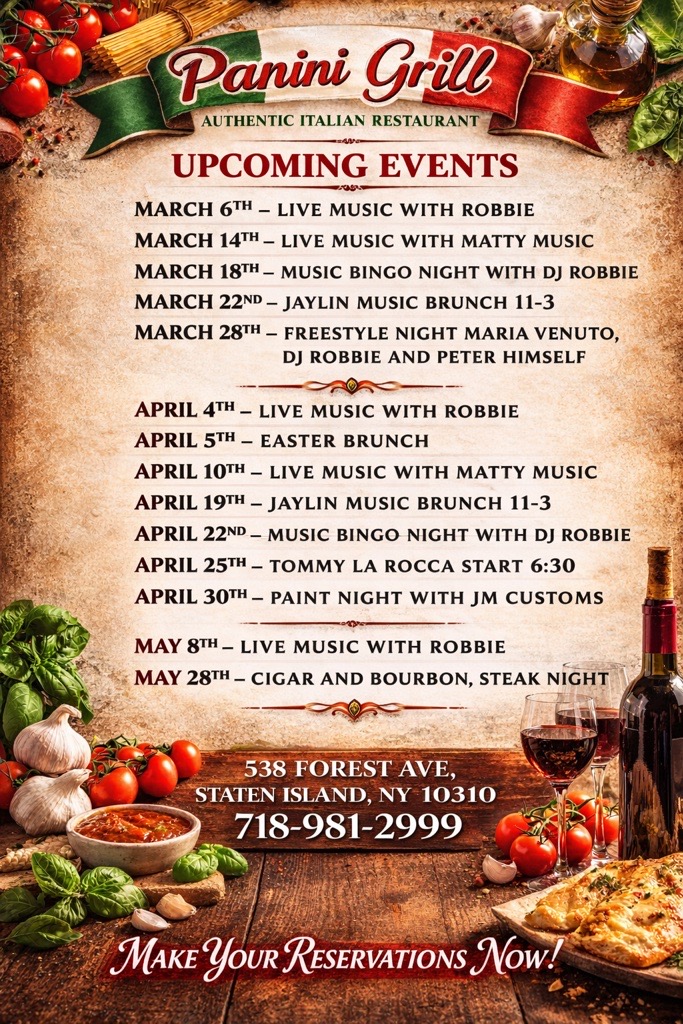 Upcoming Events Panini Grill 2026